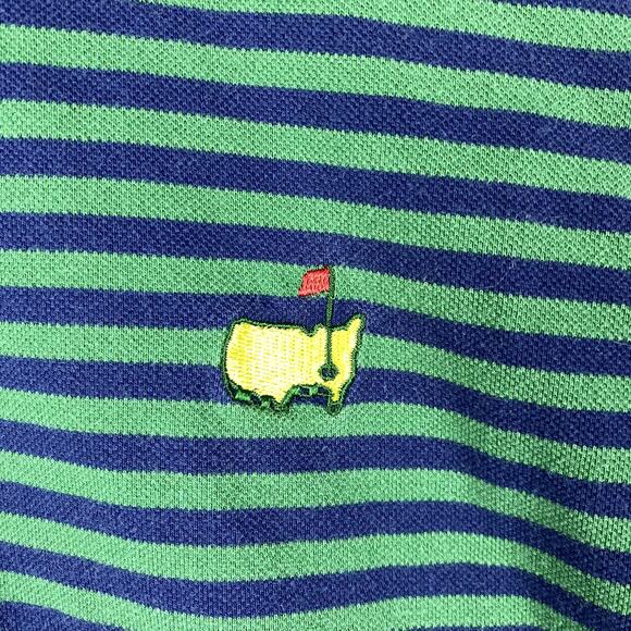 Masters Shirt Mens Large Blue Green Striped PGA Golf Polo Augusta Logo - Picture 3 of 16